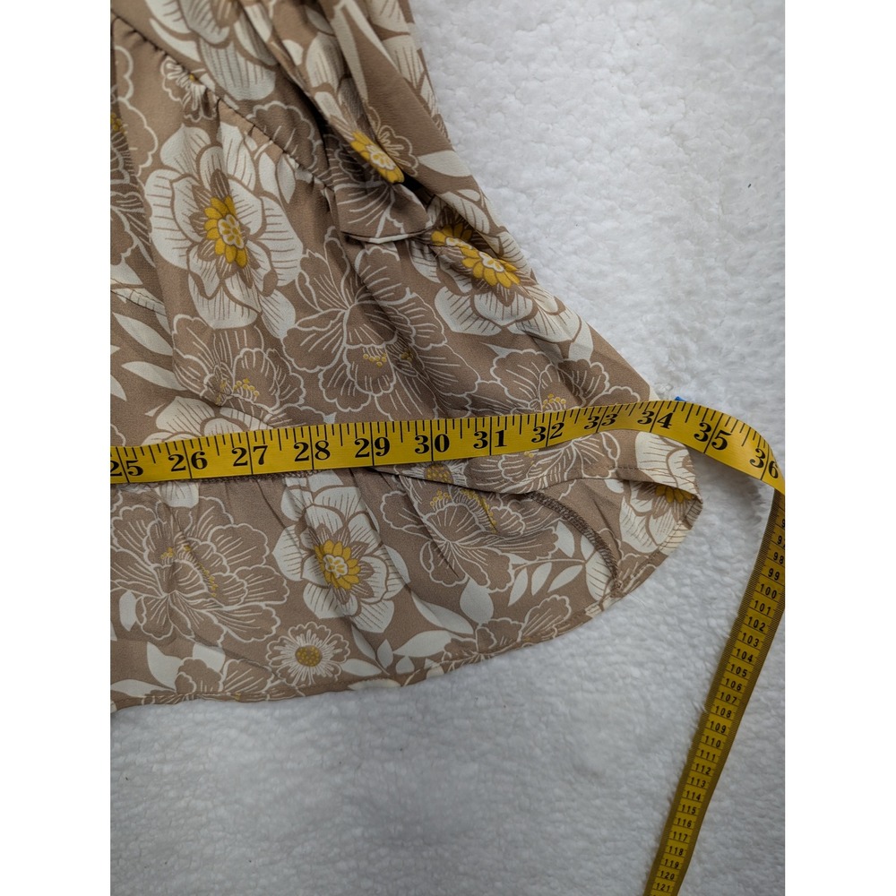 Sienna Sky Floral Print High Low Midi Dress Short Sleeve Brown Size L - Picture 10 of 10